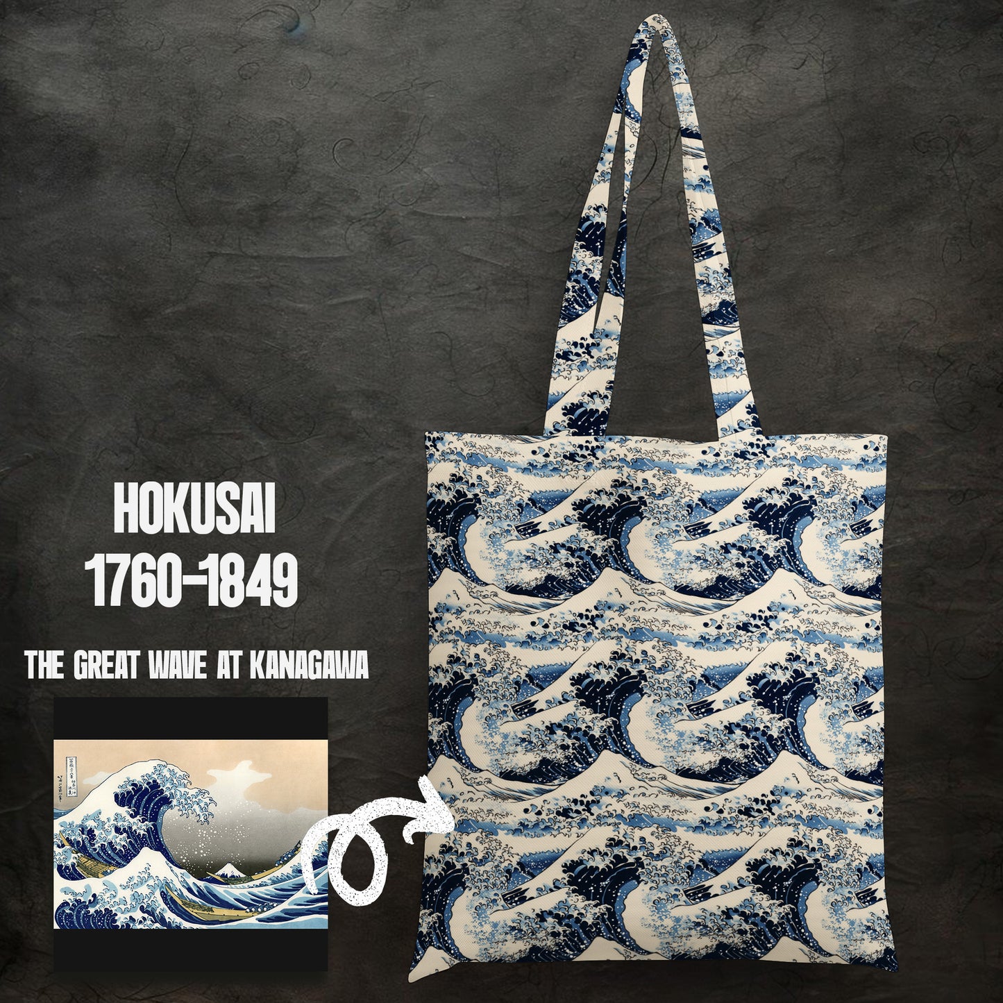 Great Wave at Kanagawa Inspired Cotton Canvas Tote Bag