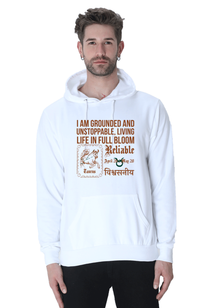 Taurus : White Hoodie Sweatshirt