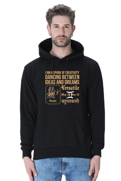 Gemini : Black Hoodie Sweatshirt