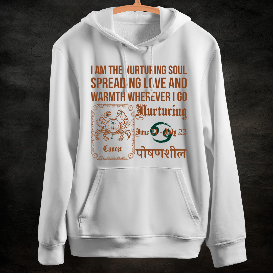 Cancer : White Hoodie Sweatshirt