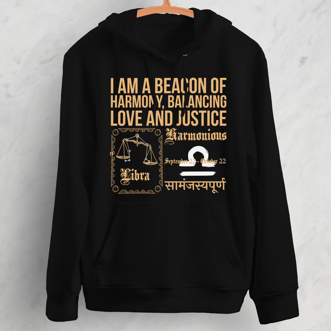 Libra : Black Hoodie Sweatshirt