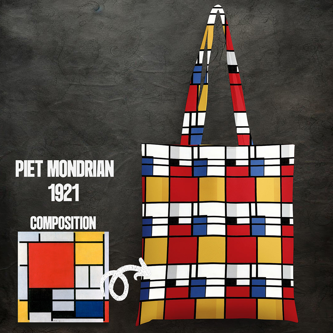 Piet Mondrian's Composition Inspired Cotton Canvas Tote Bag