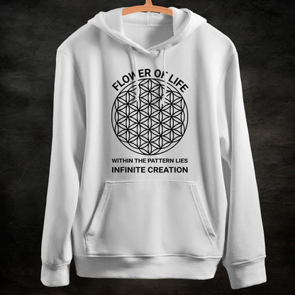 Flower Of Life: White Hoodie Sweatshirt