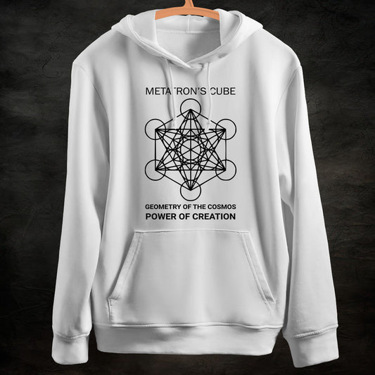 Metatron Cube : White Hoodie Sweatshirt