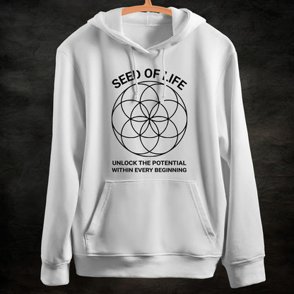 Seed Of Life : White Hoodie Sweatshirt