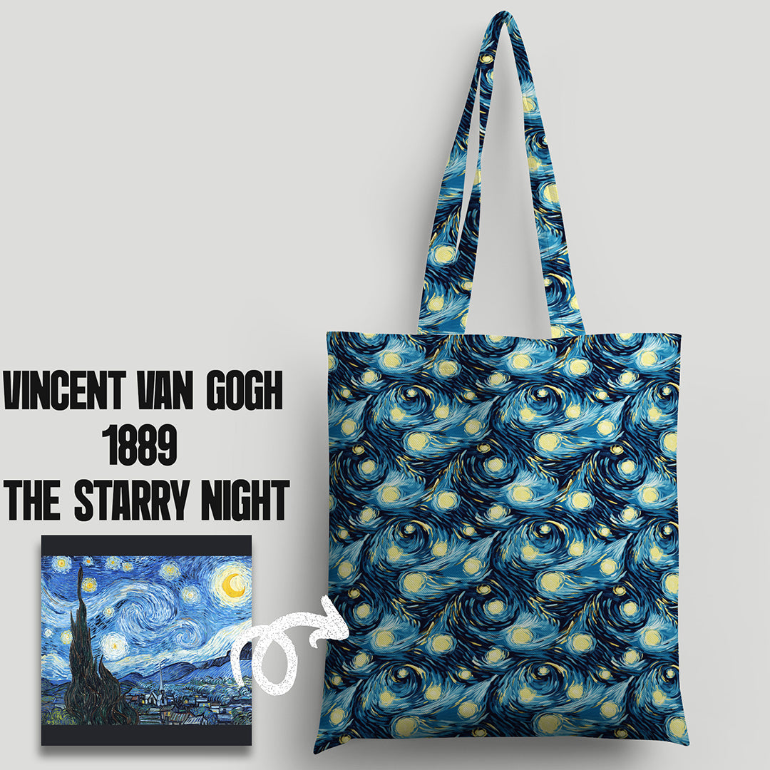 Starry Night Inspired Cotton Canvas Tote Bag