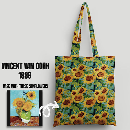 Vase Sunflowers Inspired Cotton Canvas Tote Bag